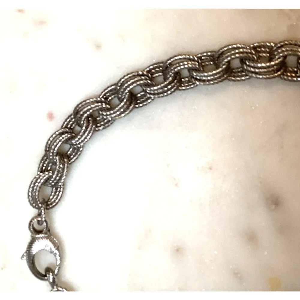 Heavy Link Necklace Bronze Italy Textured Link Designer Milor Rolo 17